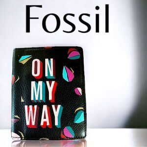 Fossil Bags, Folding Wallet l “On My Way” l Black Pebbled Leather l EUC